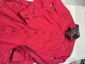 Cafe Bleu Men's Red Textured Long Sleeve Button-Down Shirt